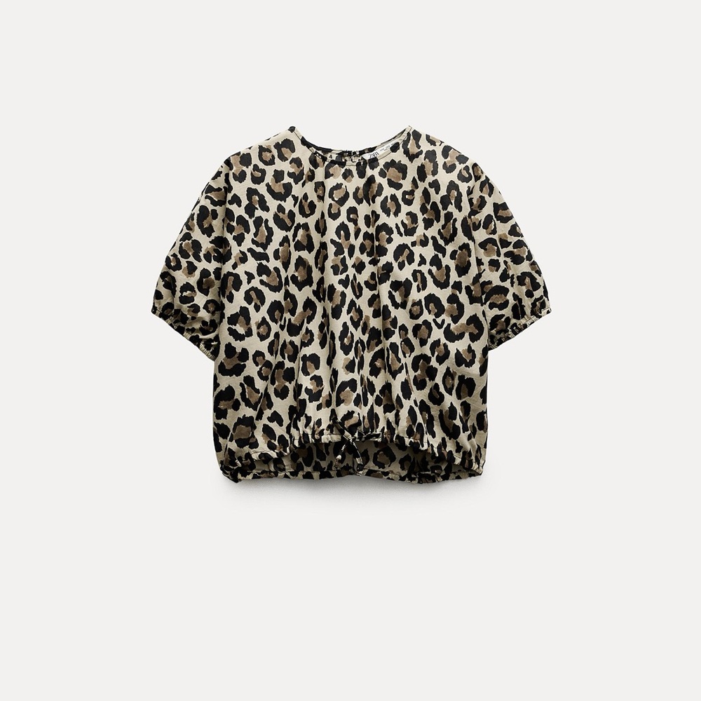 Zara Animal Print Blouse in Brown and Black